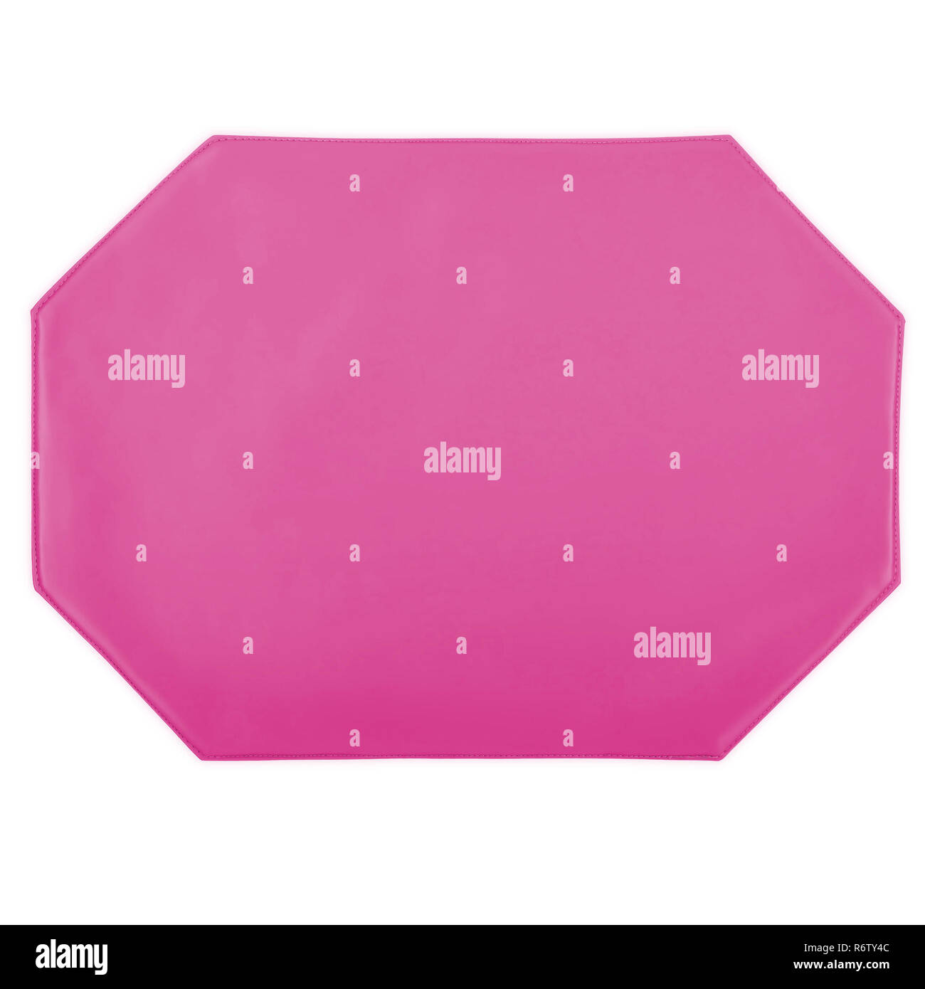 Isolated Octagon Shaped Pink Kitchen Place Mat on White Background