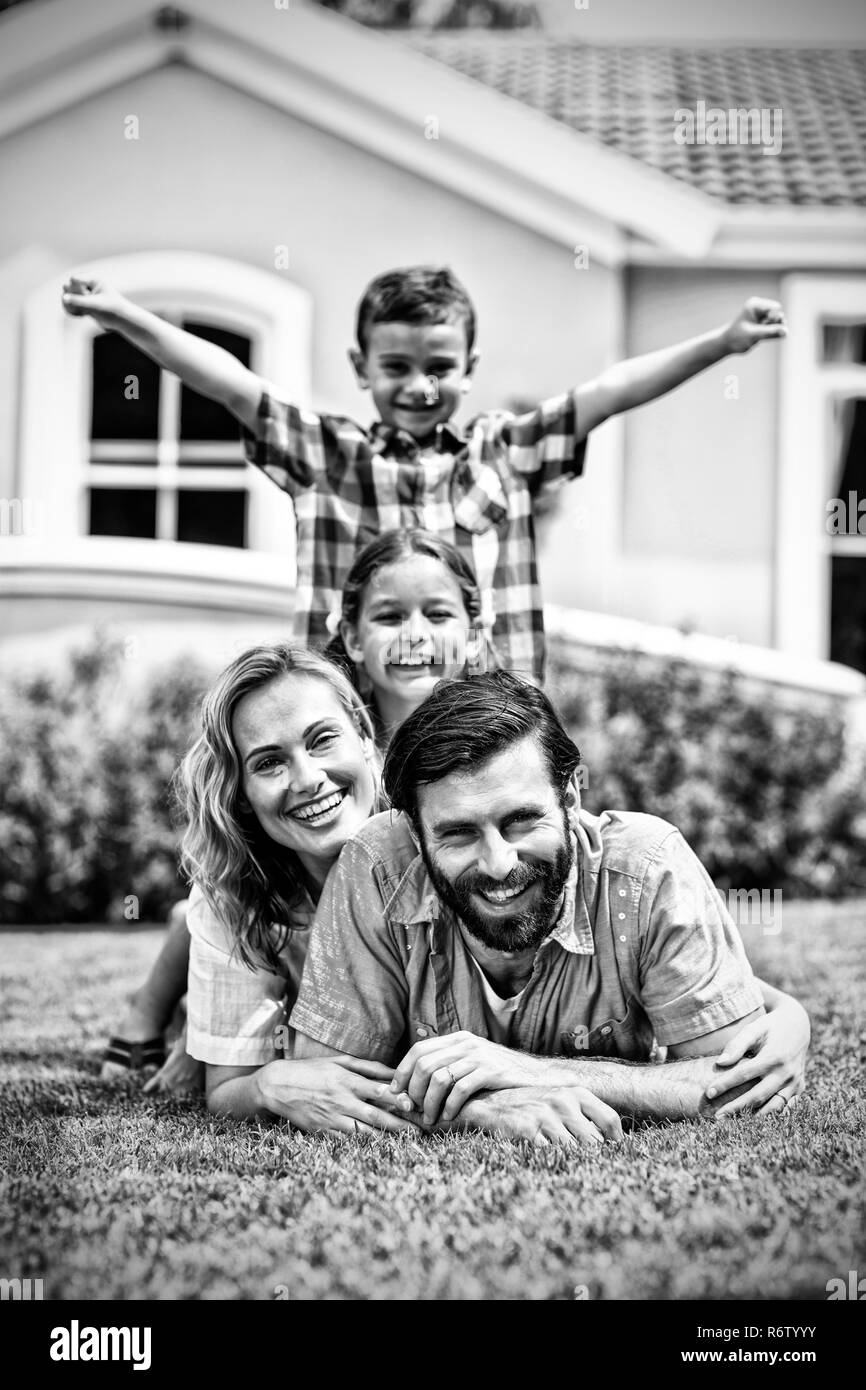 Happy family Black and White Stock Photos & Images - Alamy