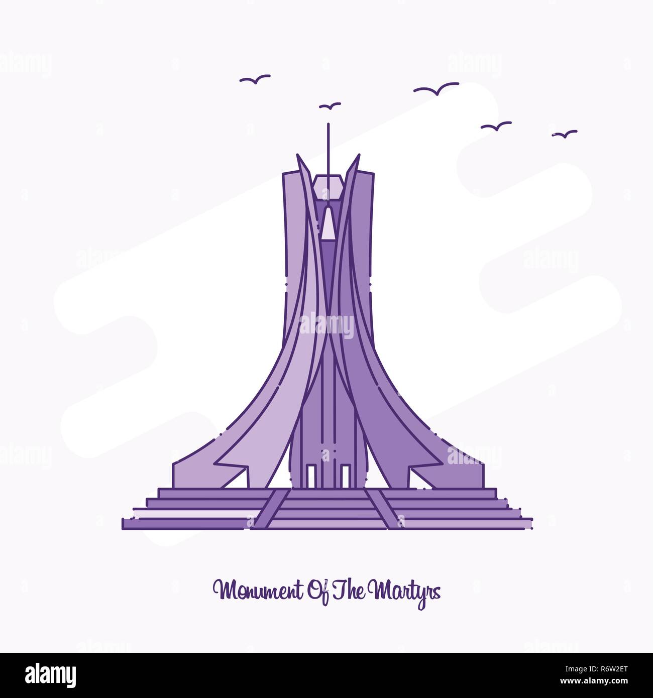 MONUMENT OF THE MARTYRS Landmark Purple Dotted Line skyline vector illustration Stock Vector