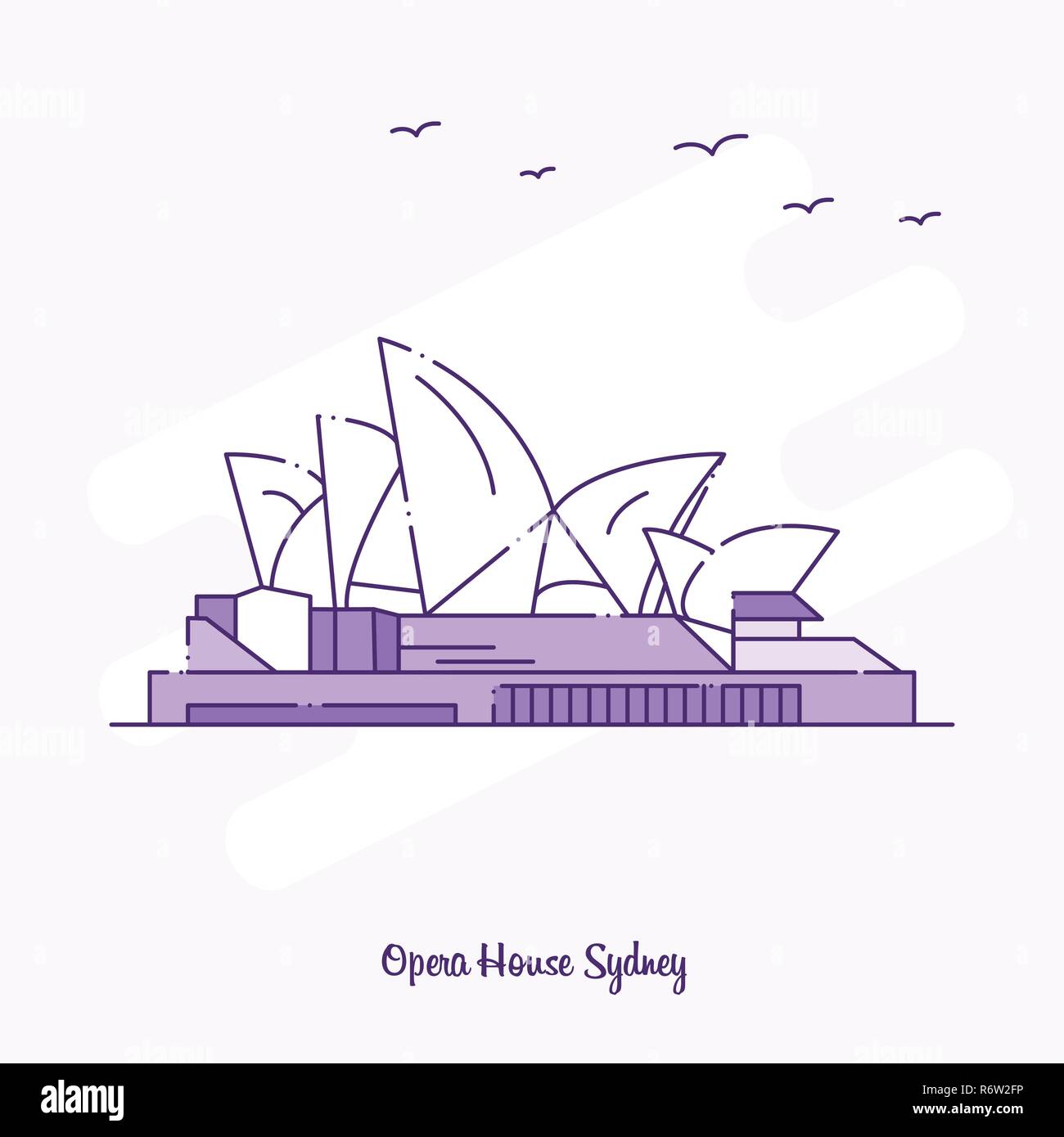 OPERA HOUSE Landmark Purple Dotted Line skyline vector illustration Stock Vector