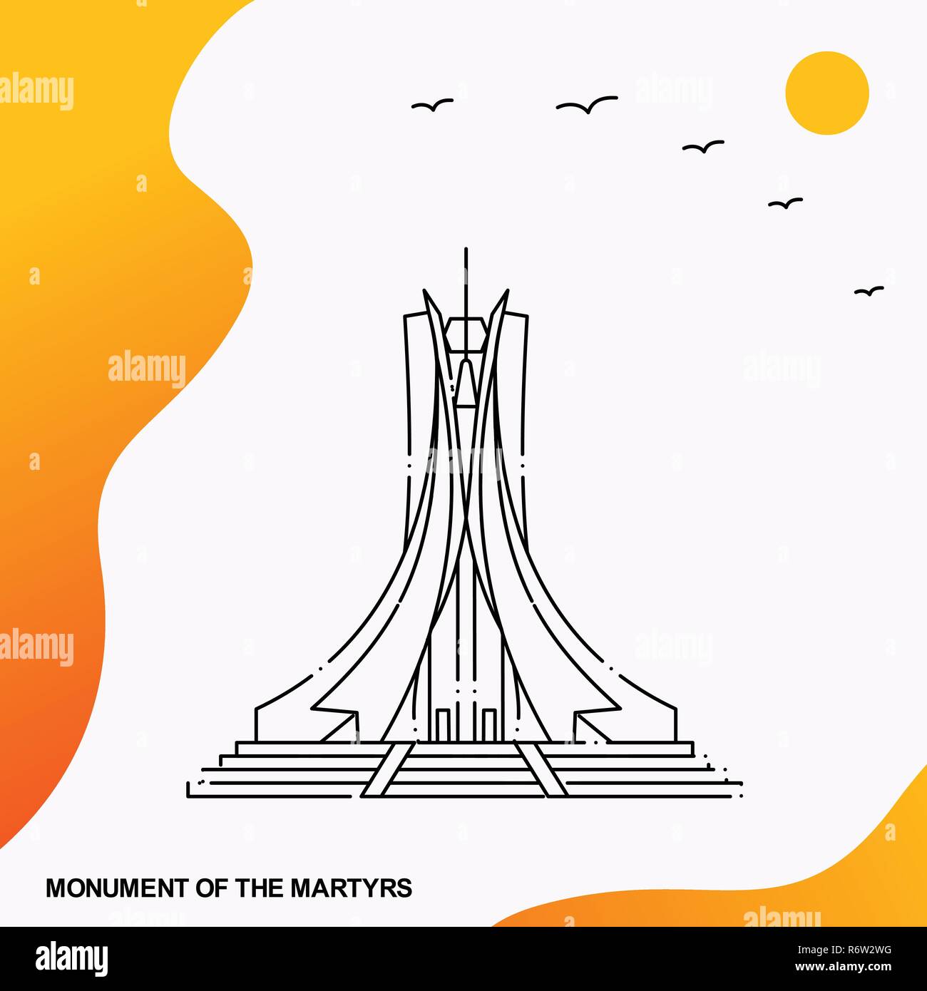 Travel MONUMENT OF THE MARTYRS Poster Template Stock Vector