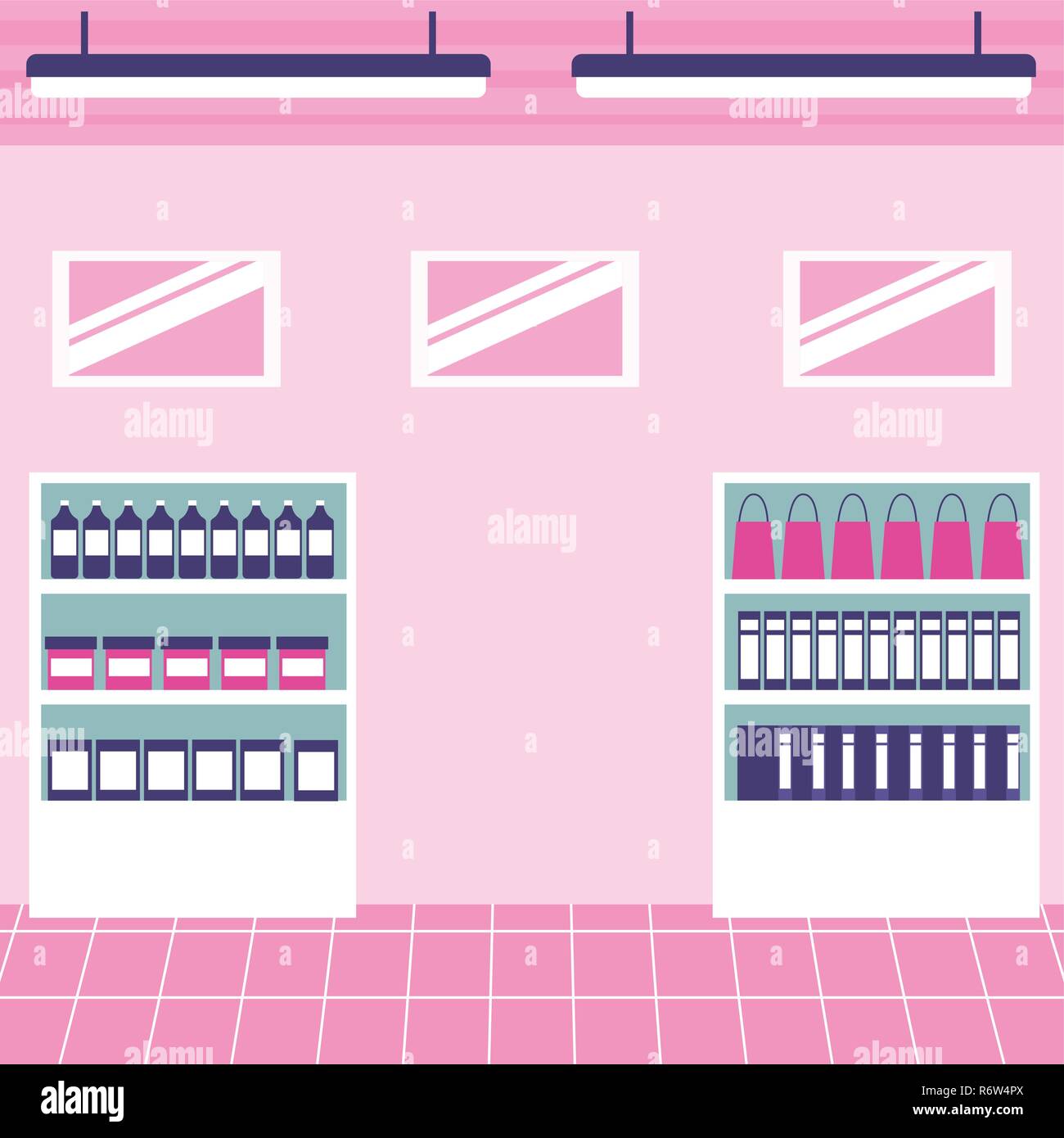 Empty supermarket interior Stock Vector Image & Art - Alamy