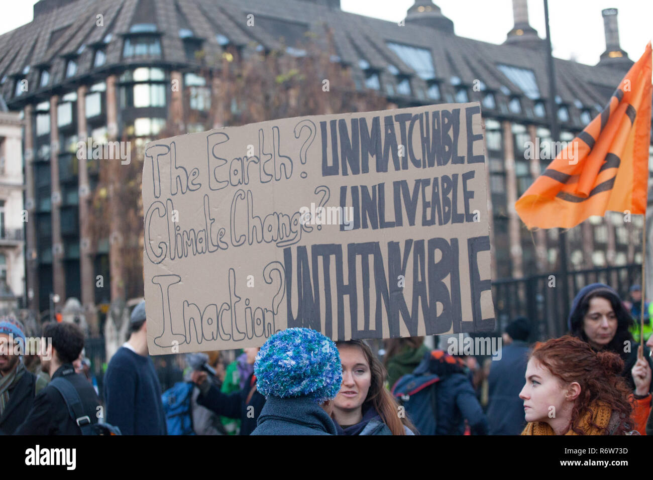 Extinction Rebellion demonstration drawing politicians and the public's attention to the serious issues of Climate Cnange .5 main bridges across River Stock Photo