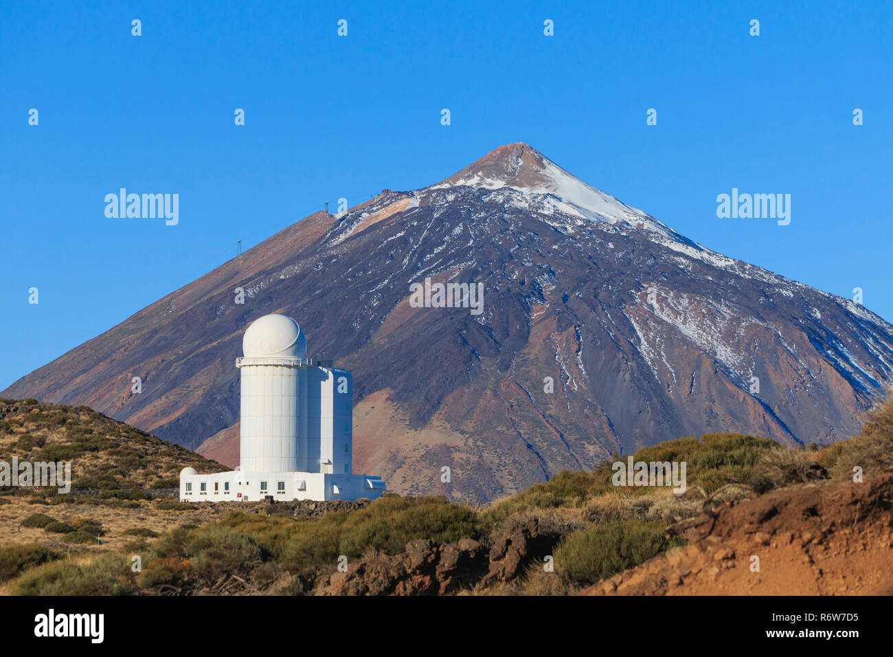 Teide Observatory near Teide volcano at summer season, day time Stock Photo