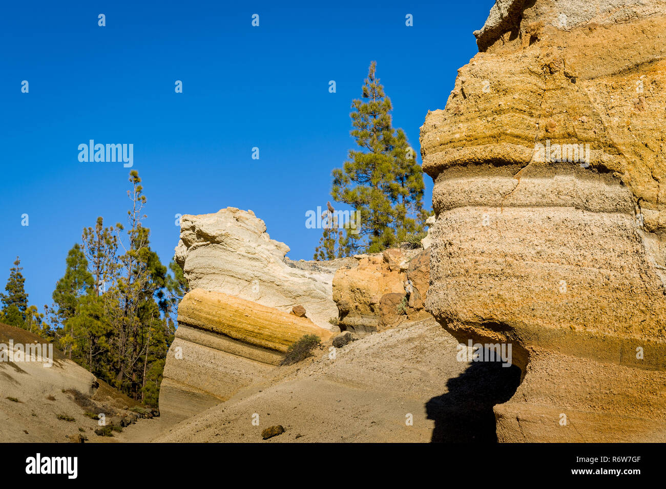 Paisaje Lunar formation - touristic attraction in the trekking route from Vilaflor. Tenerife island, Spain. Stock Photo