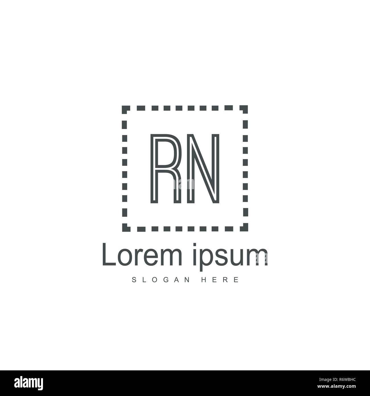 Initial RN Logo Template. Minimalist letter logo template design Stock Vector