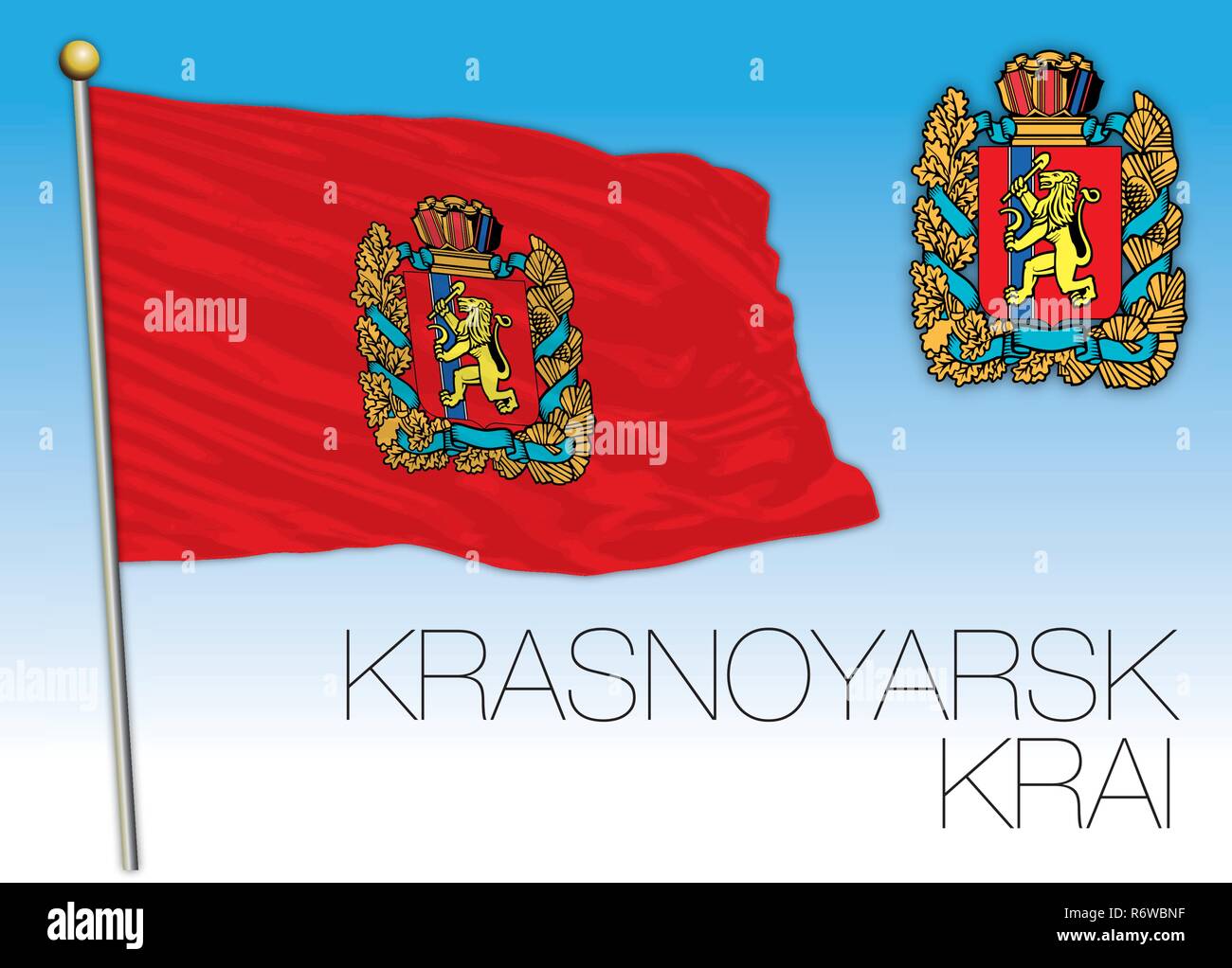 Krasnoyarsk Krai flag, Russian Federation, vector illustration Stock Vector