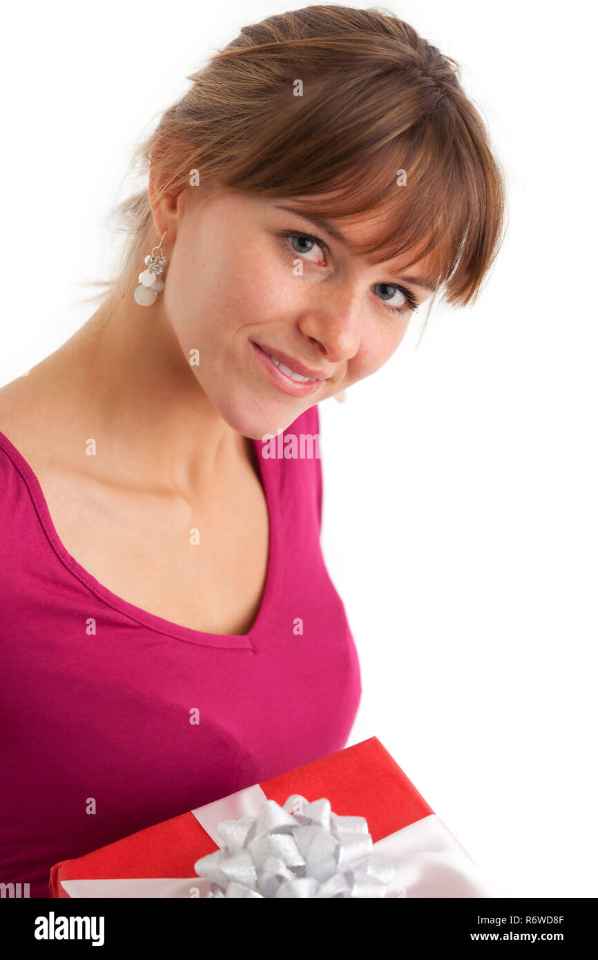 young woman with a gift Stock Photo - Alamy
