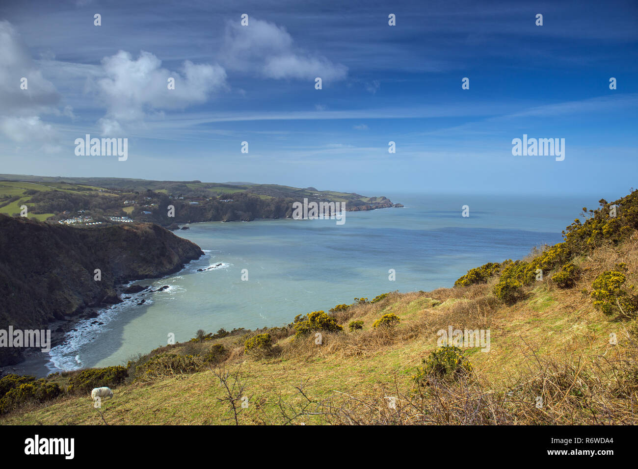 The beautiful and rugged Exmoor Hills on the North Devon coast of England. Stock Photo