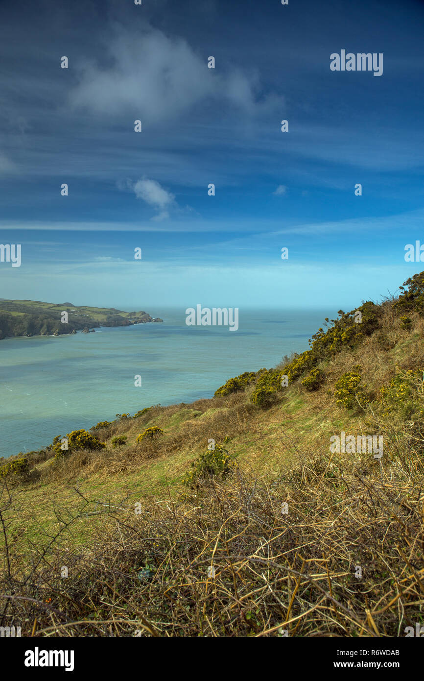 The beautiful and rugged Exmoor Hills on the North Devon coast of England. Stock Photo