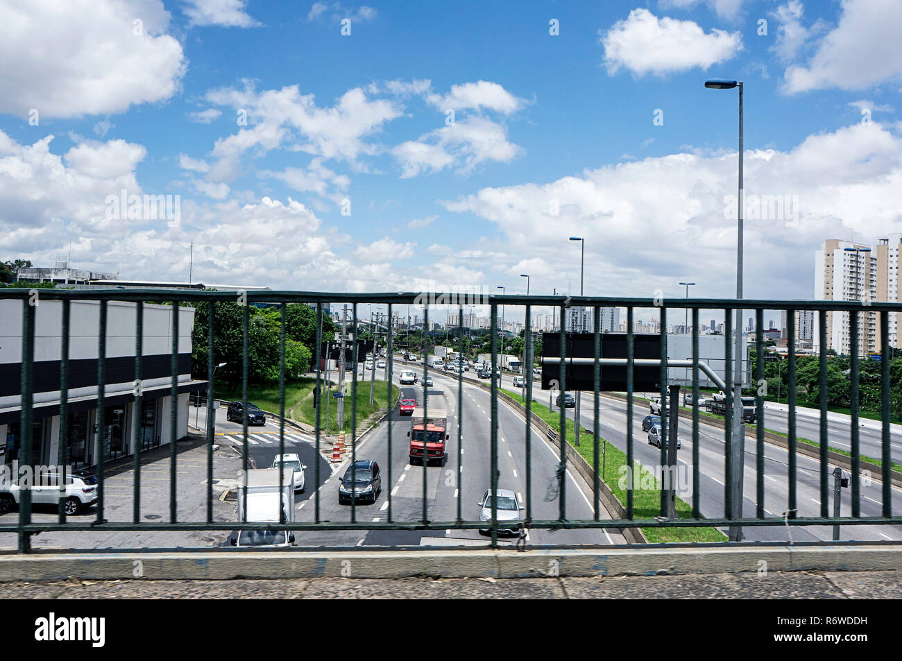 tiete marginal bridge gate highway view city  Sao Paulo Brazil Stock Photo