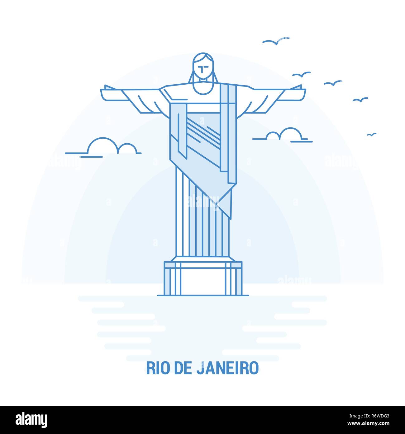 RIO DE JANEIRO Blue Landmark. Creative background and Poster Template RIO DE JANEIRO Blue Landmark. Creative background and Poster Template