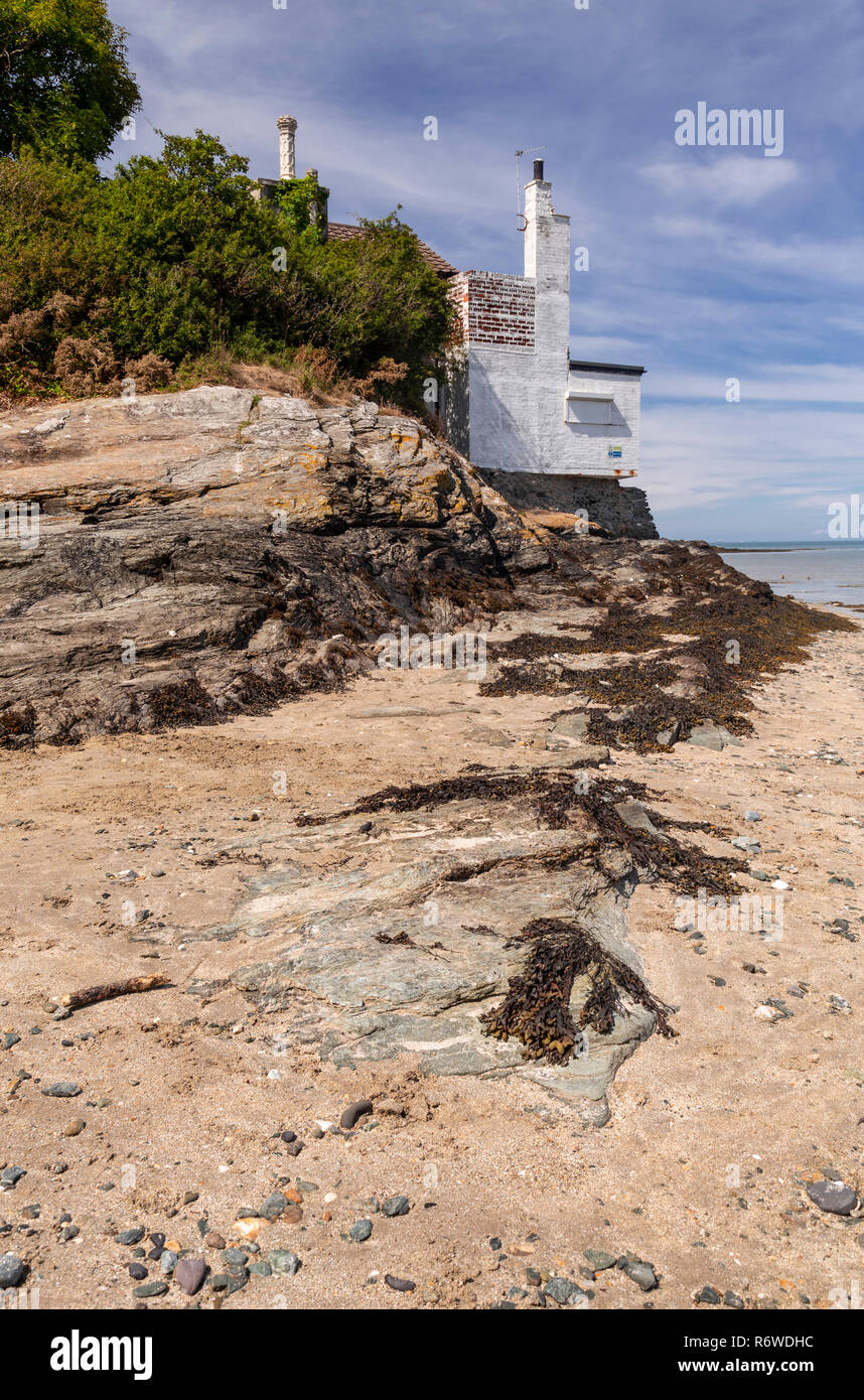House by the sea at Penrhos Coastal Park, Anglesey, North Wales Stock Photo