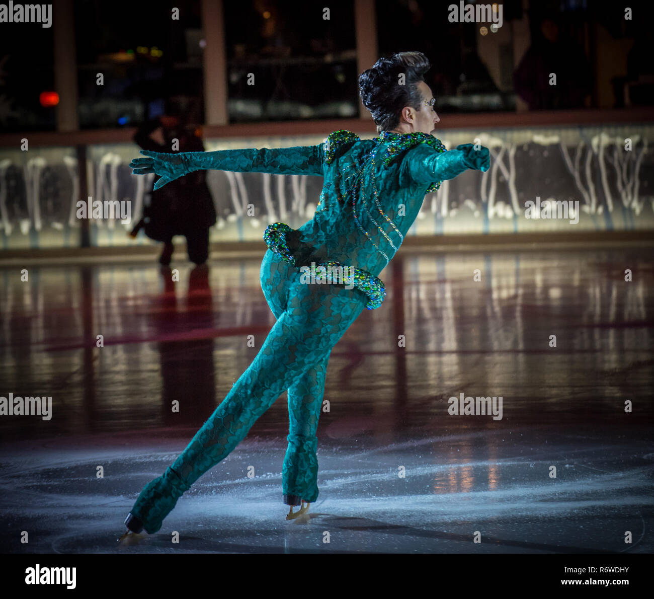 New York, NY. USA - Dec 4, 2018. Ice skating performance from 2018 Christmans Tree Lighting in Bryant Park Stock Photo