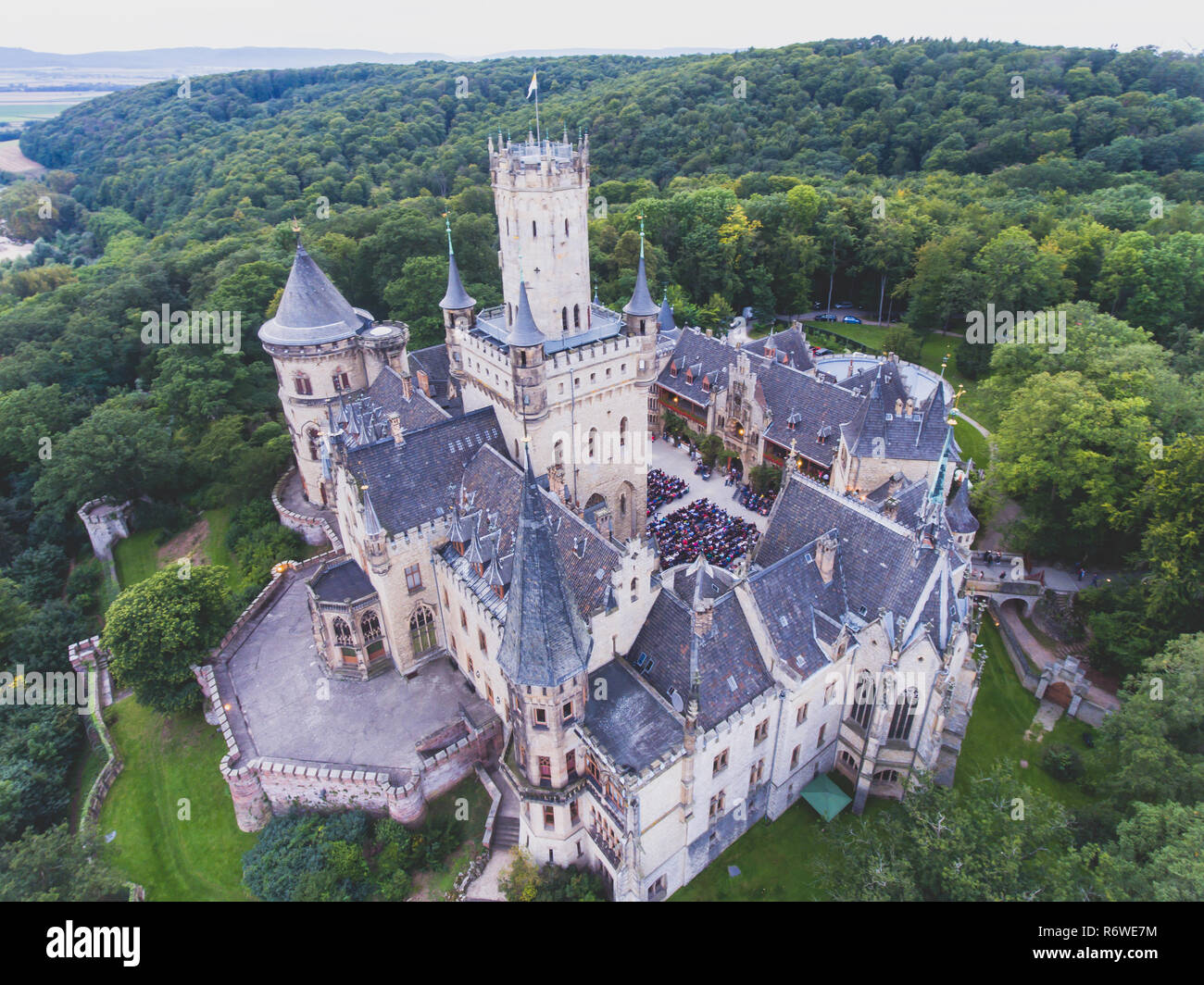 View of Marienburg Castle, a Gothic revival castle in Lower Saxony