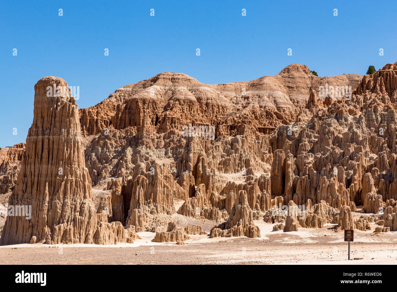 Cathedral Gorge State Park is located in a long, narrow valley in southeastern Nevada, where erosion has carved dramatic and unique patterns in the so Stock Photo