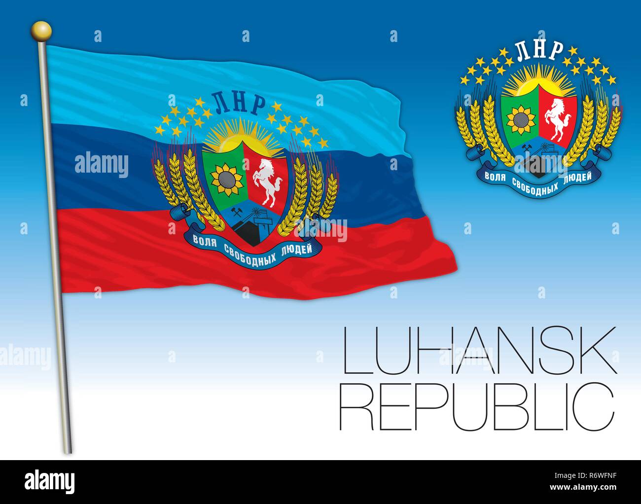 Luhansk Republic flag, Russian Federation, vector illustration Stock ...