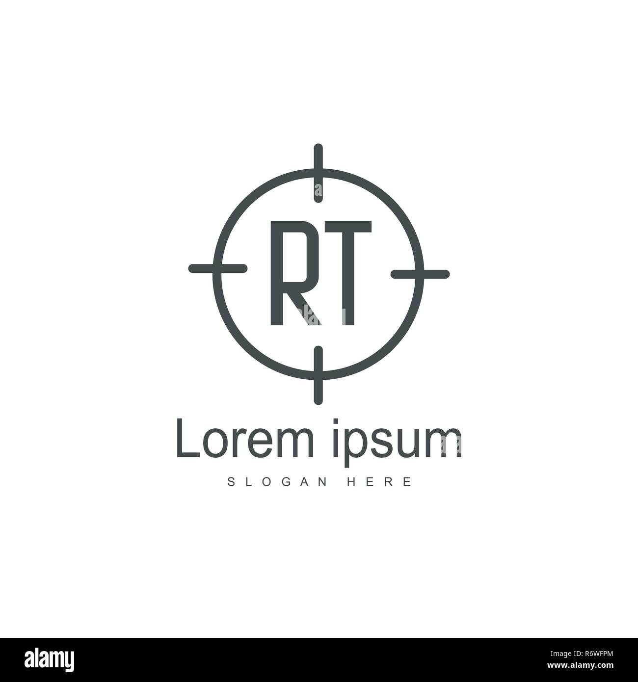 Initial RT Logo Template. Minimalist letter logo template design Stock Vector