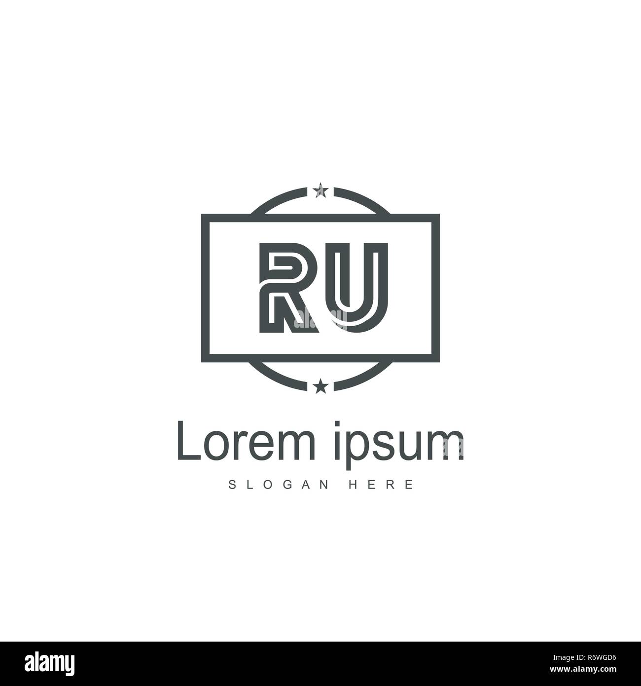 Initials Ru Logo Initial RU Logo Template. Minimalist letter logo template design Stock ...