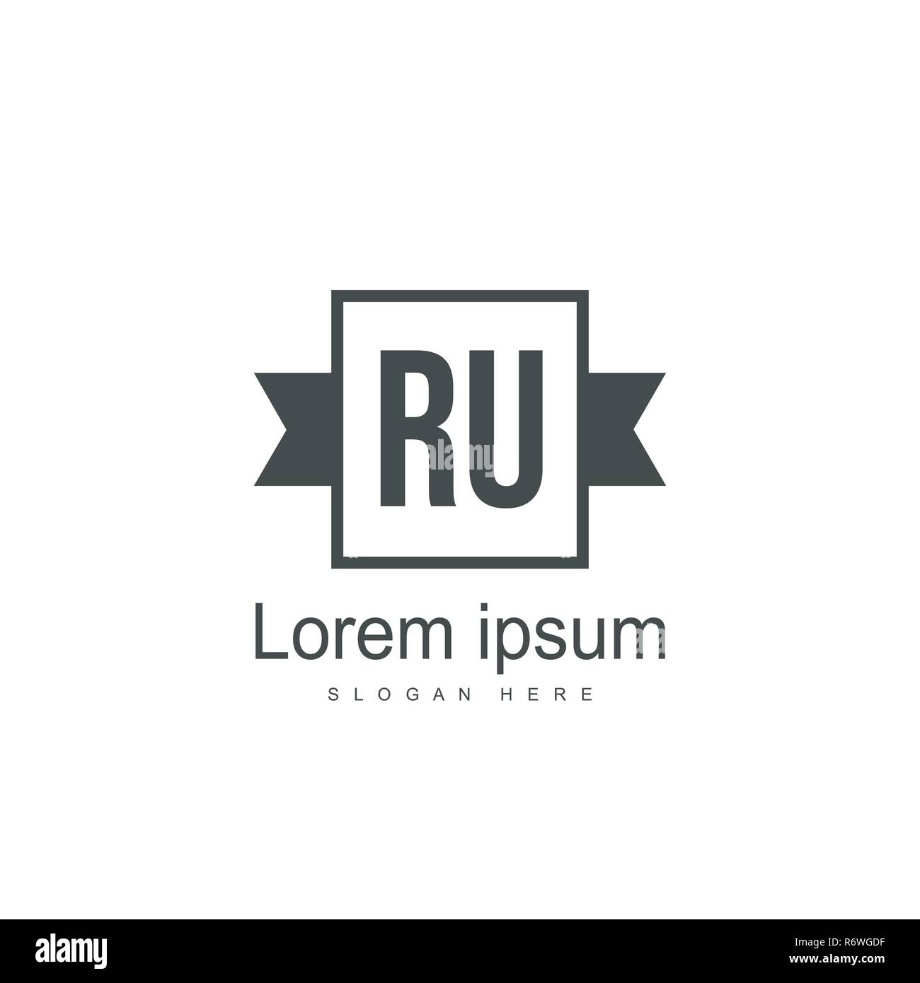 Initials Ru Logo Initial RU Logo Template. Minimalist letter logo template design Stock ...