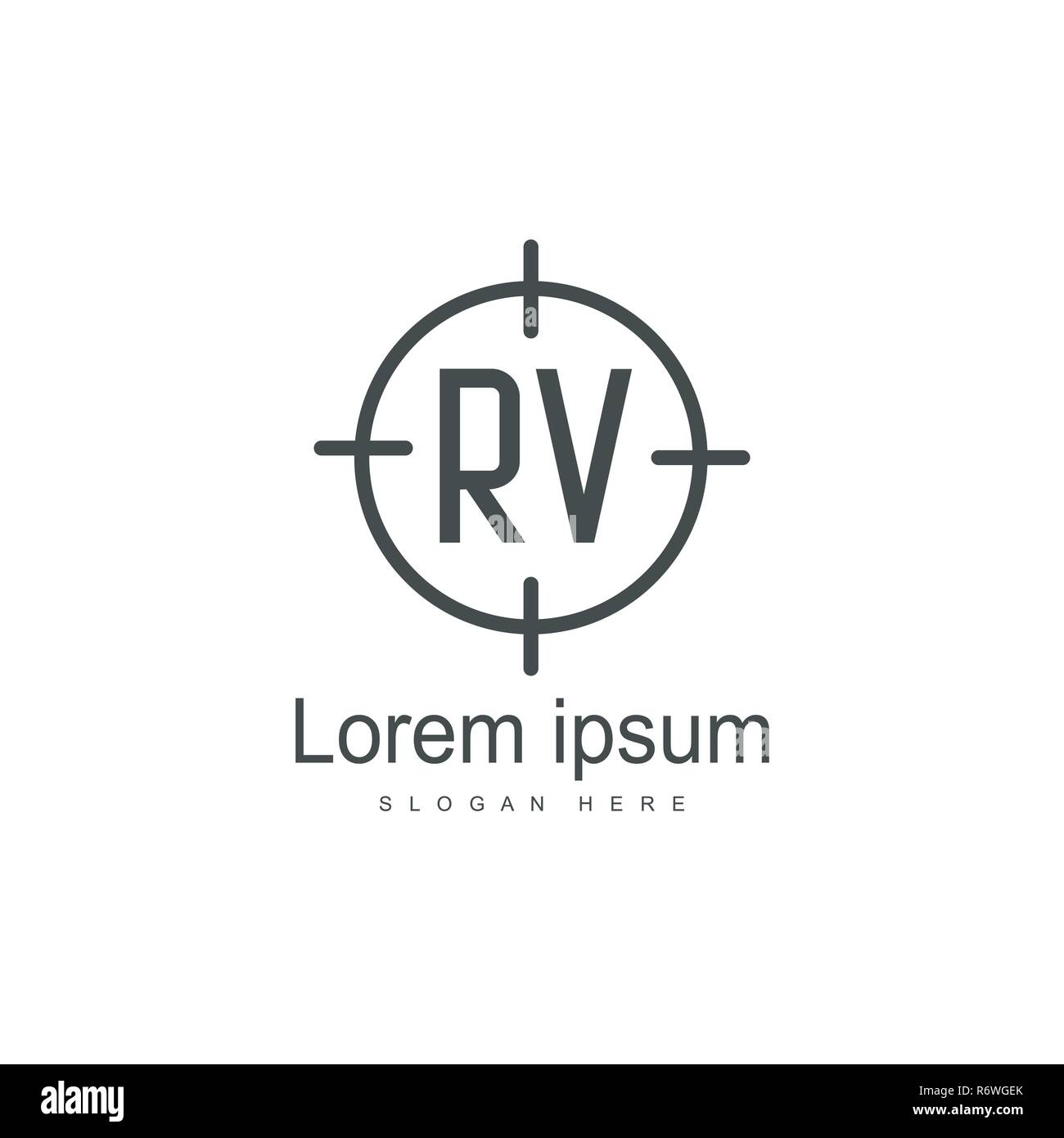 Initial RV Logo Template. Minimalist letter logo template design Stock ...
