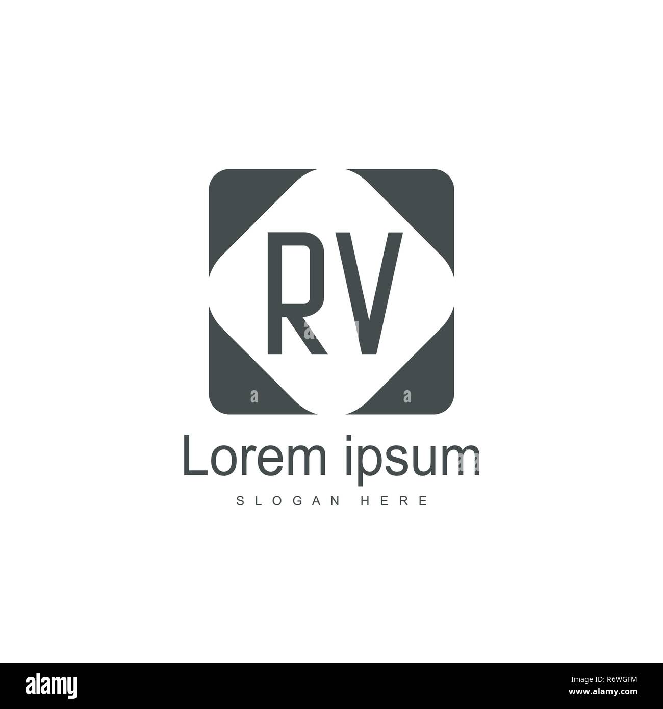 Initial RV Logo Template. Minimalist letter logo template design Stock ...