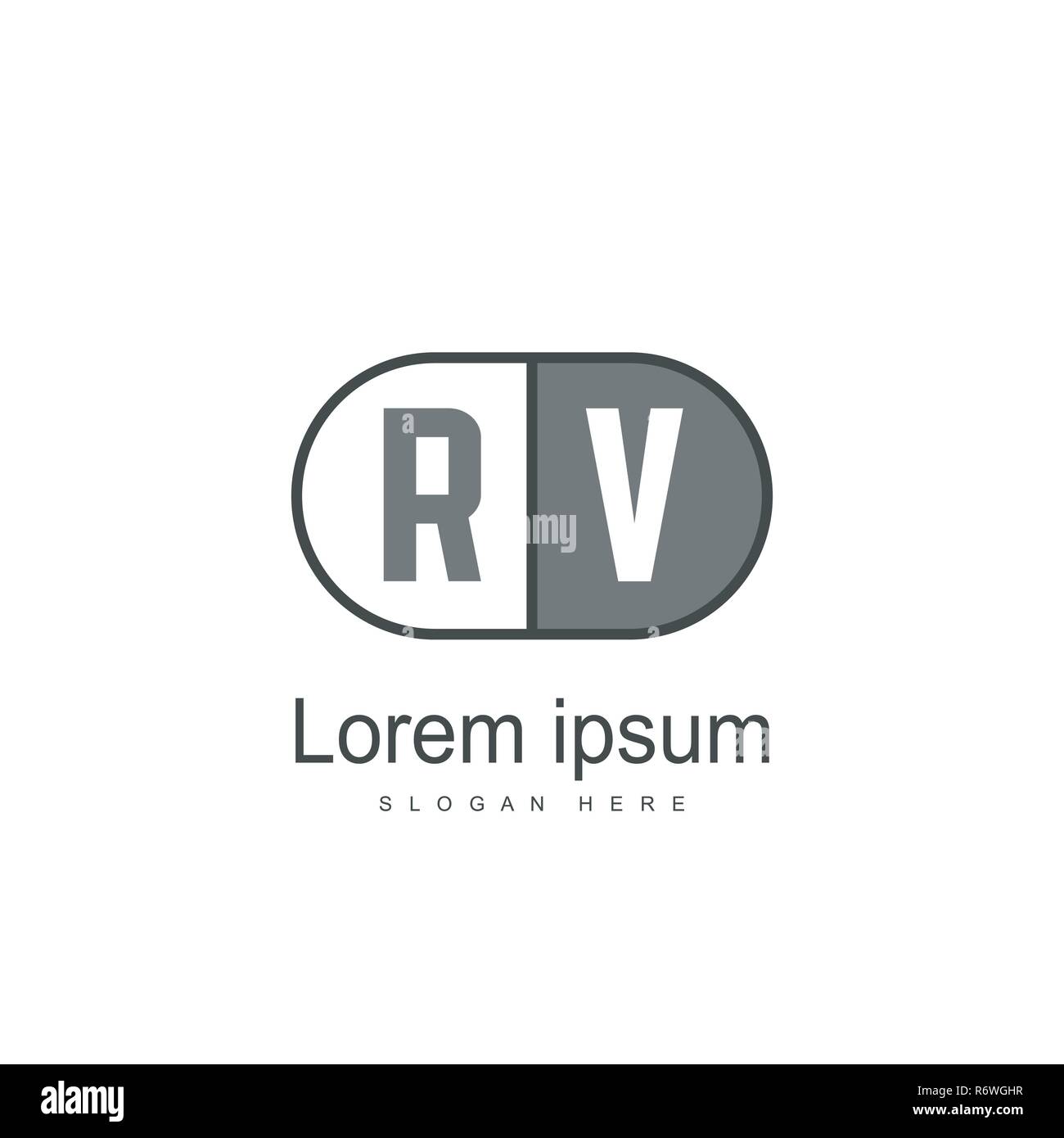 Initial RV Logo Template. Minimalist letter logo template design Stock ...