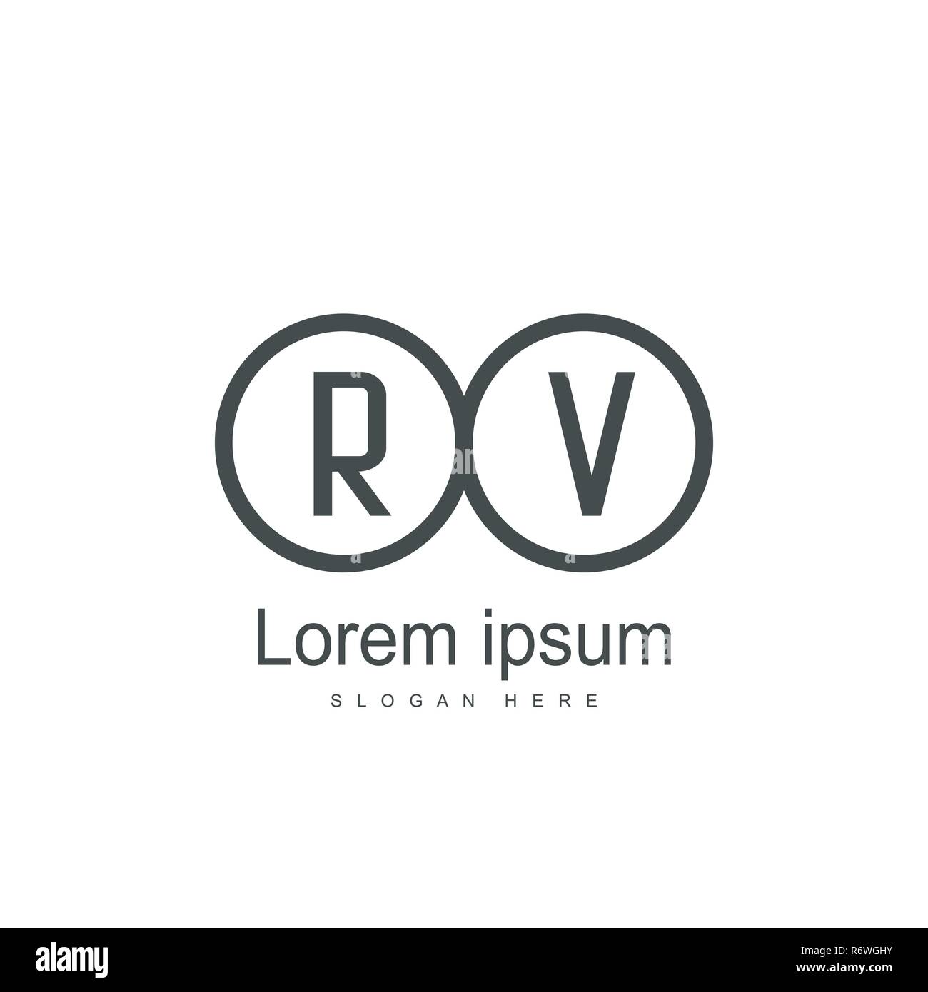 Initial RV Logo Template. Minimalist letter logo template design Stock ...
