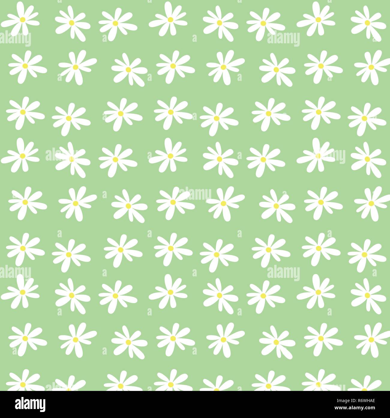 Daisy flowers vector pattern on a light green background Stock Vector
