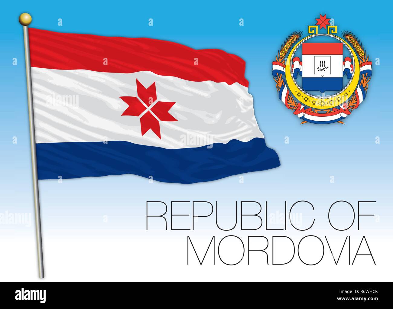 Mordovia Republic flag, Russian Federation, vector illustration Stock Vector