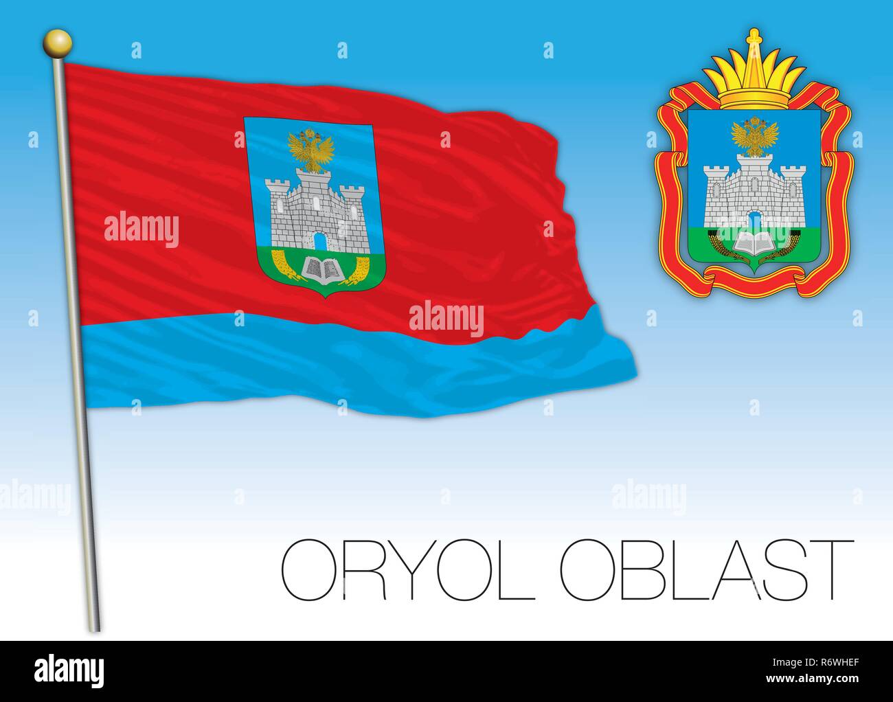 Oryol oblast flag, Russian Federation, vector illustration Stock Vector