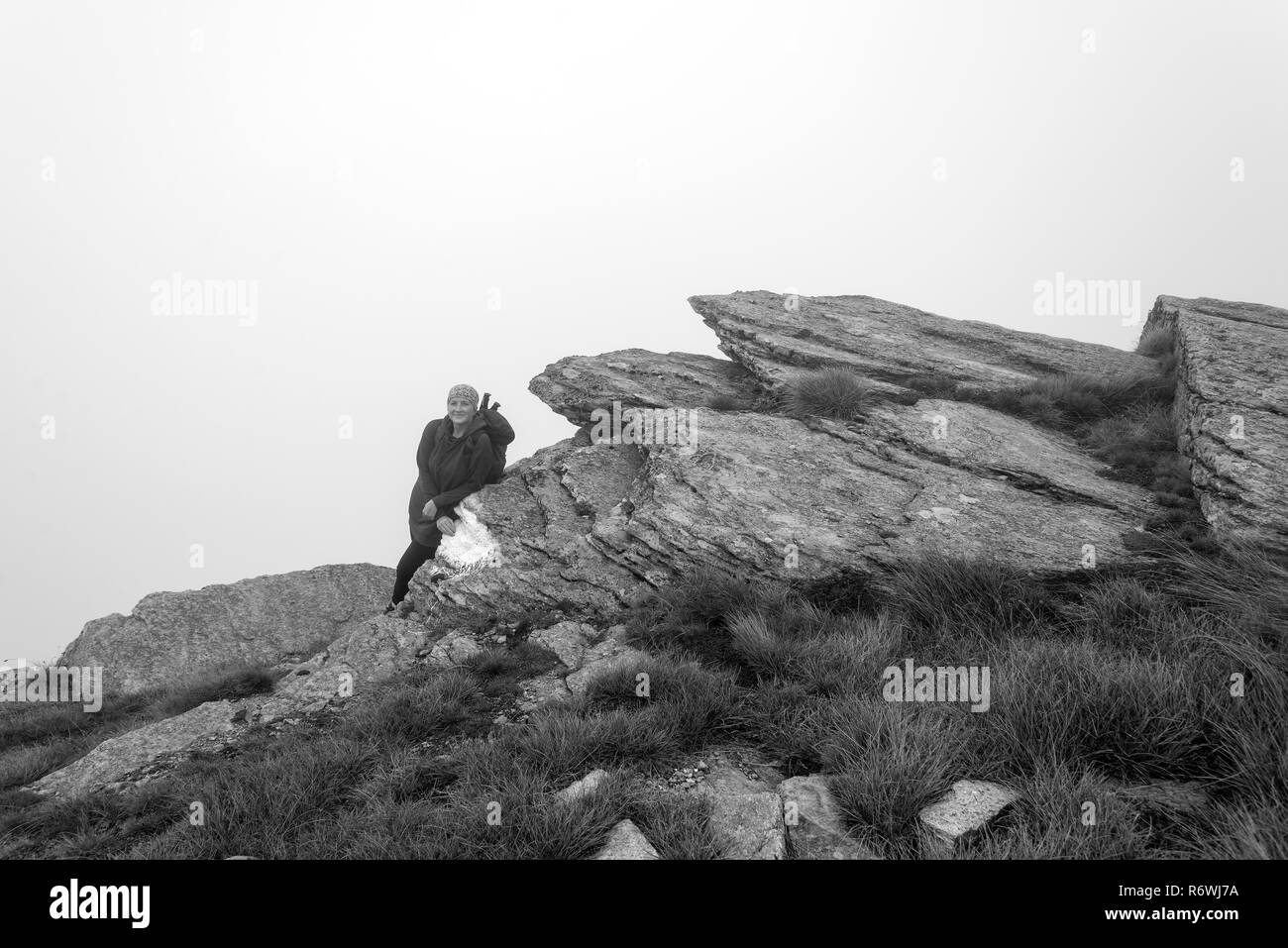 Nature hiking woman in Black and White Stock Photos & Images - Alamy