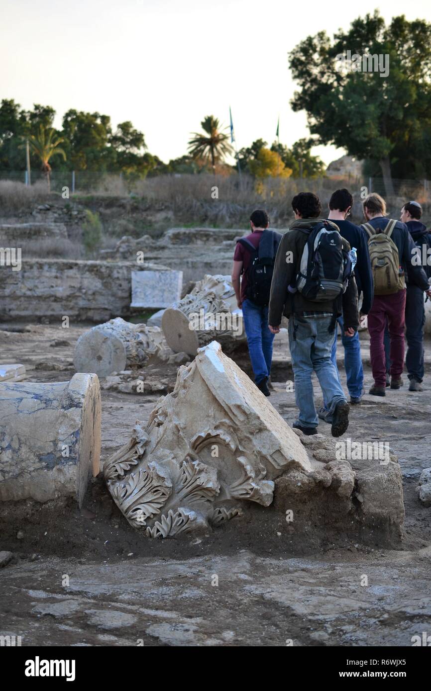 Archaeology class visiting ruins of Ancient and Biblical City of