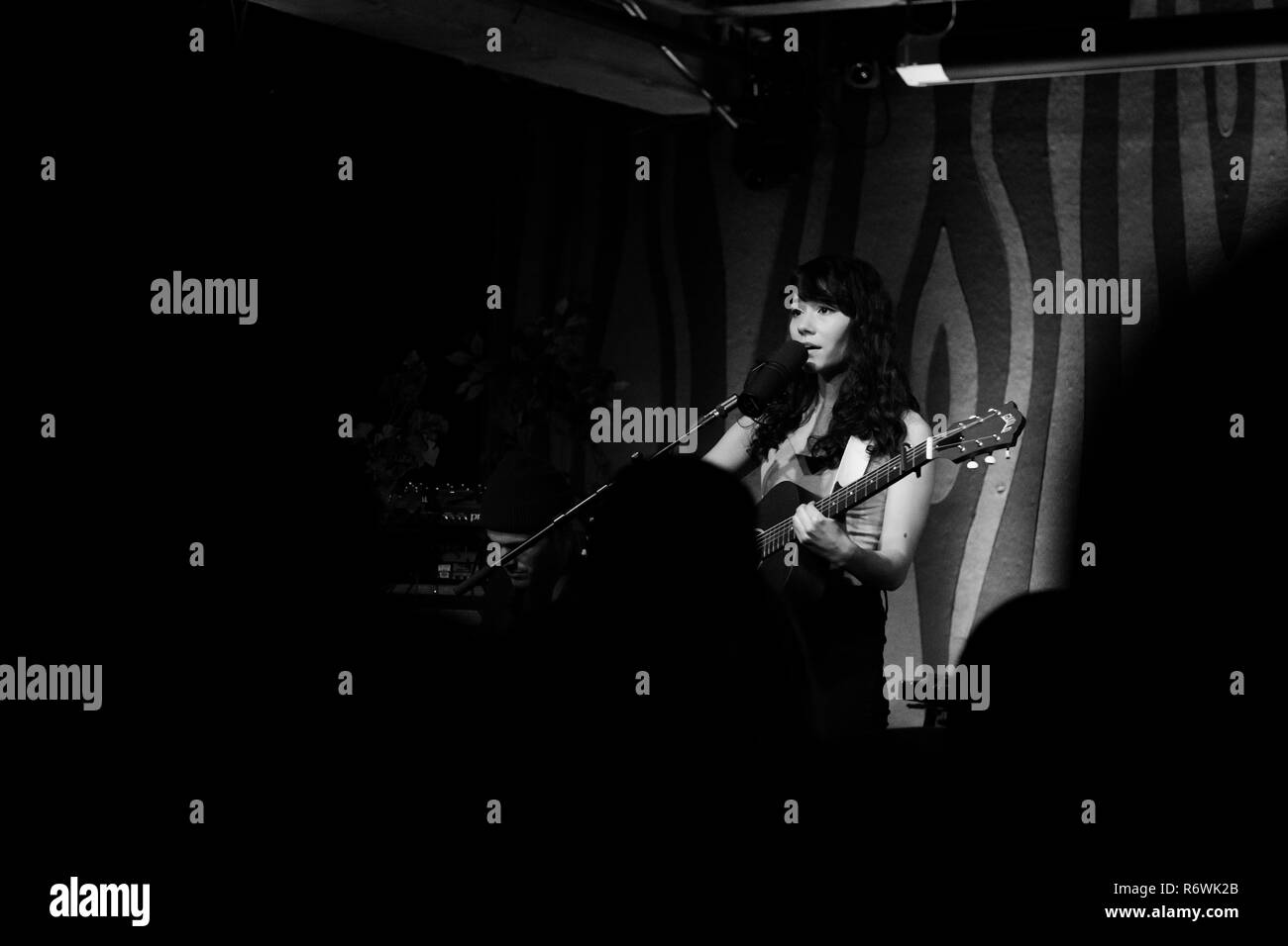 Portland, OR - December 2, 2018: Indie music artist Mree of the band Perlo performs at the Doug Fir in Portland Oregon for a sold out crowd. Stock Photo