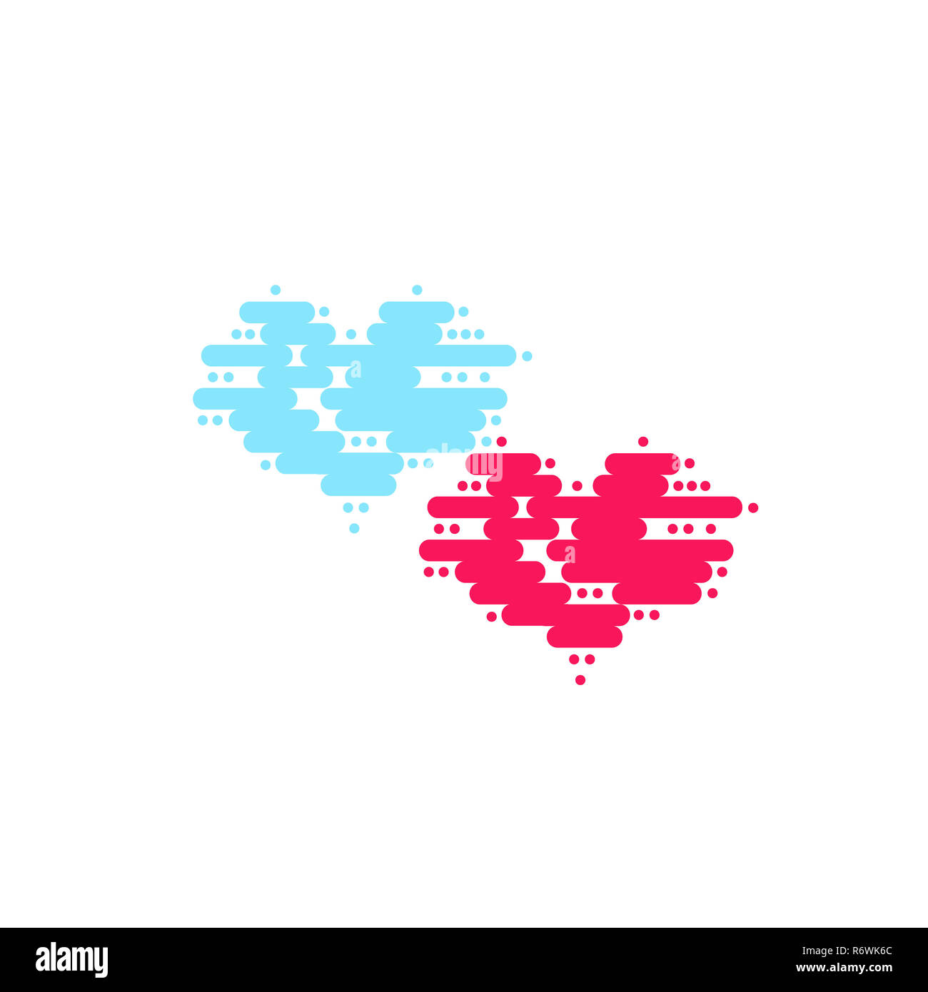 Two heart of floating clouds. Heart icon, modern minimal flat design style. Vector illustration isolated on white background, love symbol Stock Photo