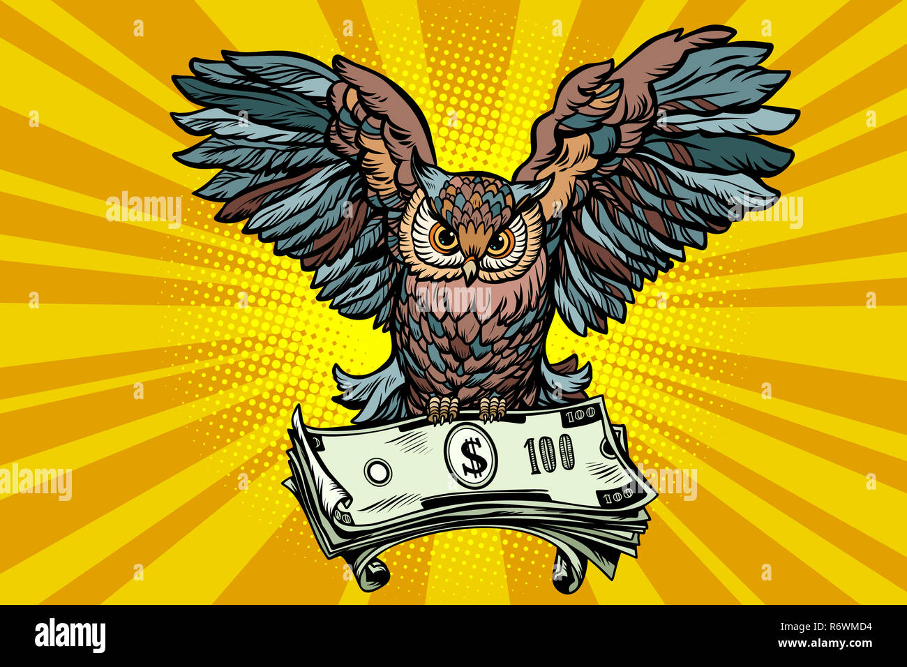 Owl Holding In Its Talons The Money Stock Photo Alamy