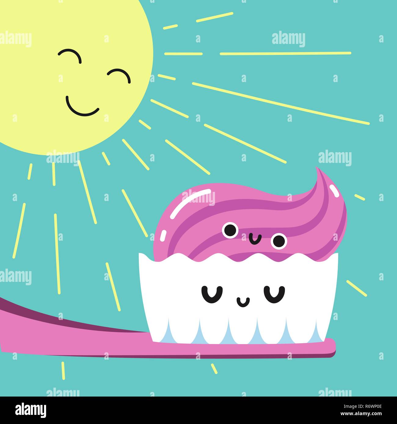 Happy morning brushing teeth in bathroom, Habituate kid card Stock Vector  Image & Art - Alamy