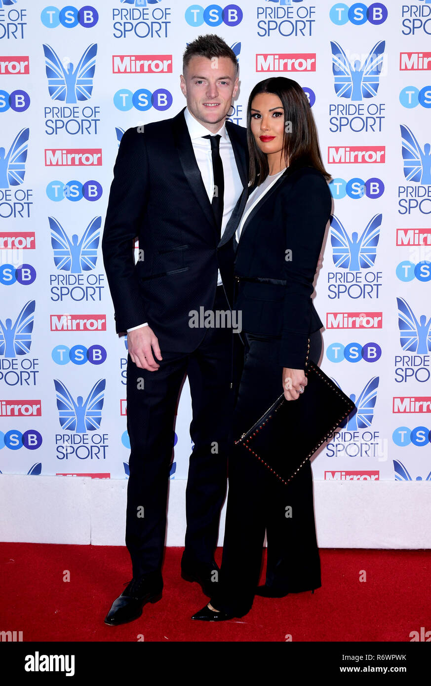 Jamie Vardy and Rebekah Vardy attending the Pride of sport Awards 2018