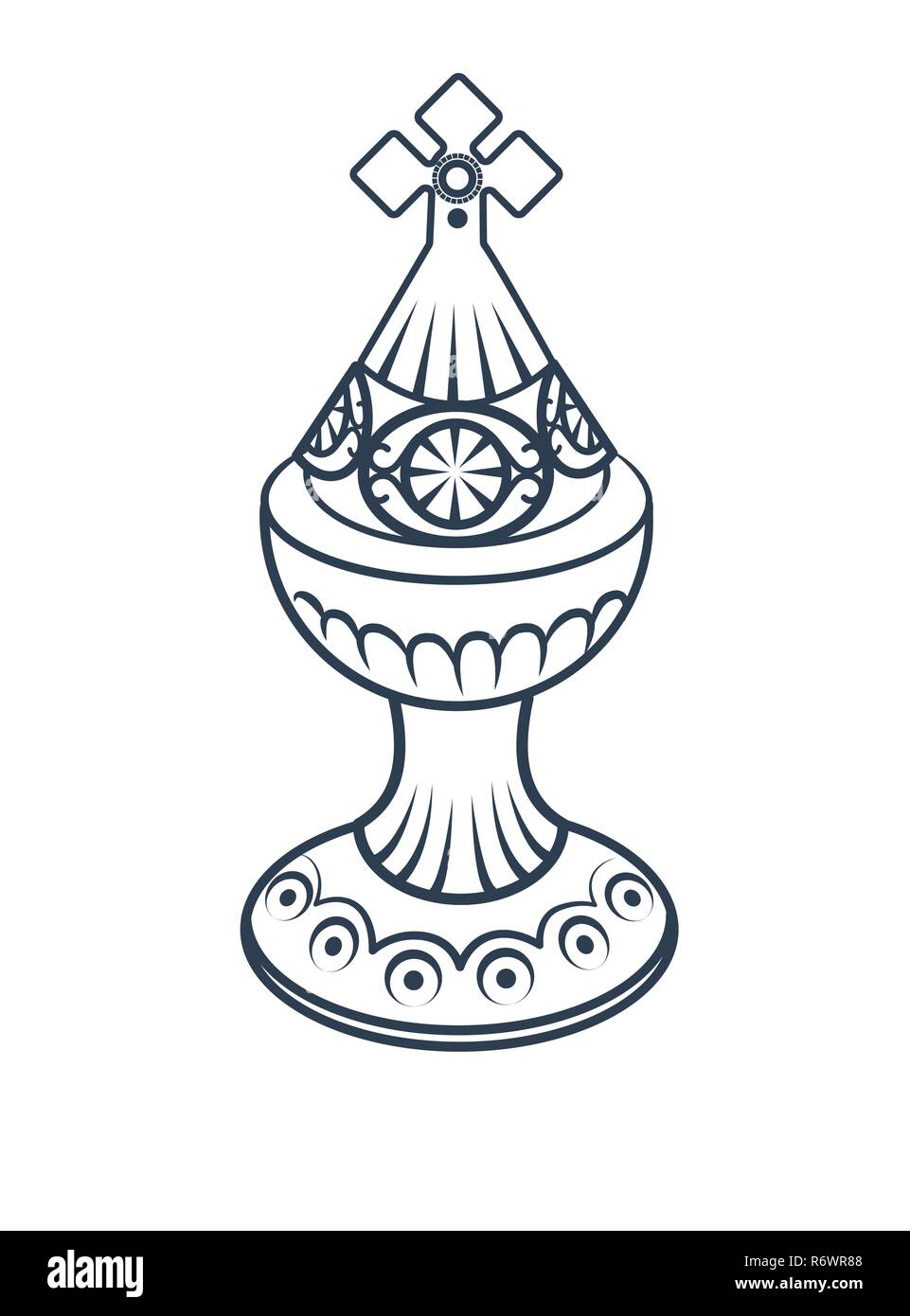 Old censer hung on white background . Icon in linear style. black and ...