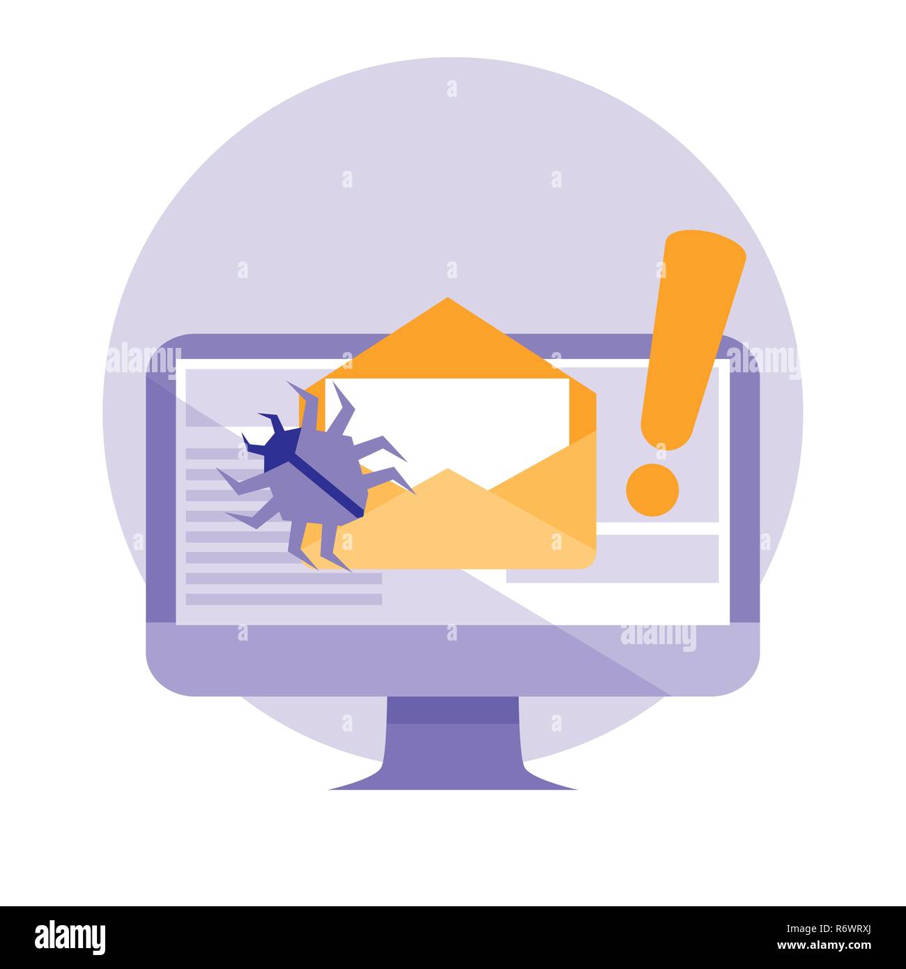 monitor and envelope mail with attack virus vector illustration design ...