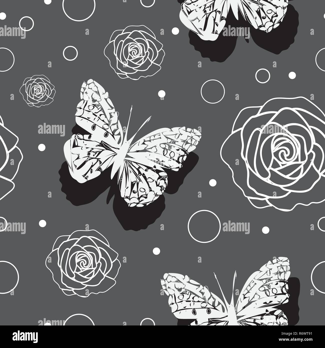 Butterflies and Roses -Butterfly Garden,seamless repeat pattern Stock ...