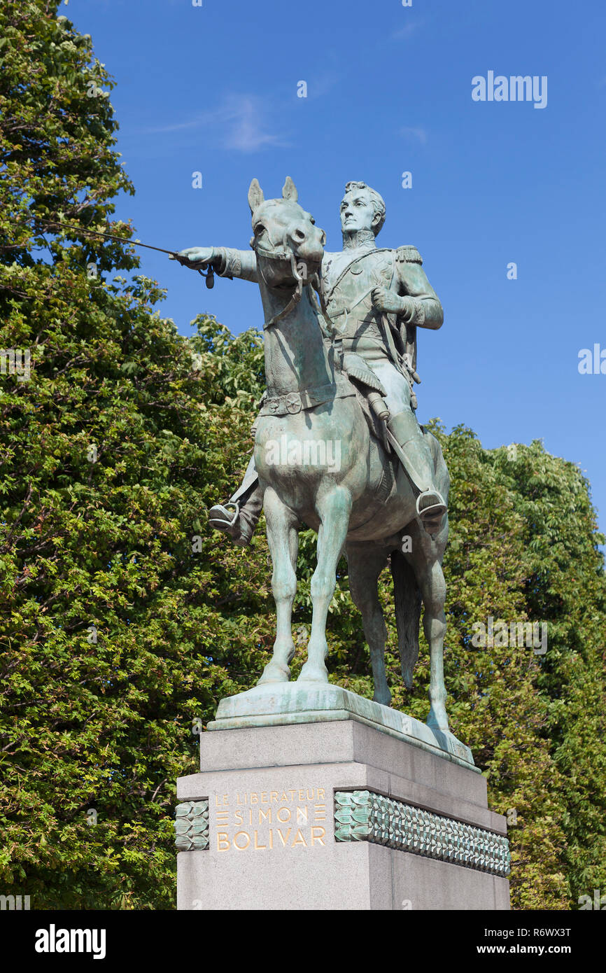 Statue of Simon Bolivar, Paris, Ile-de-france, France Stock Photo