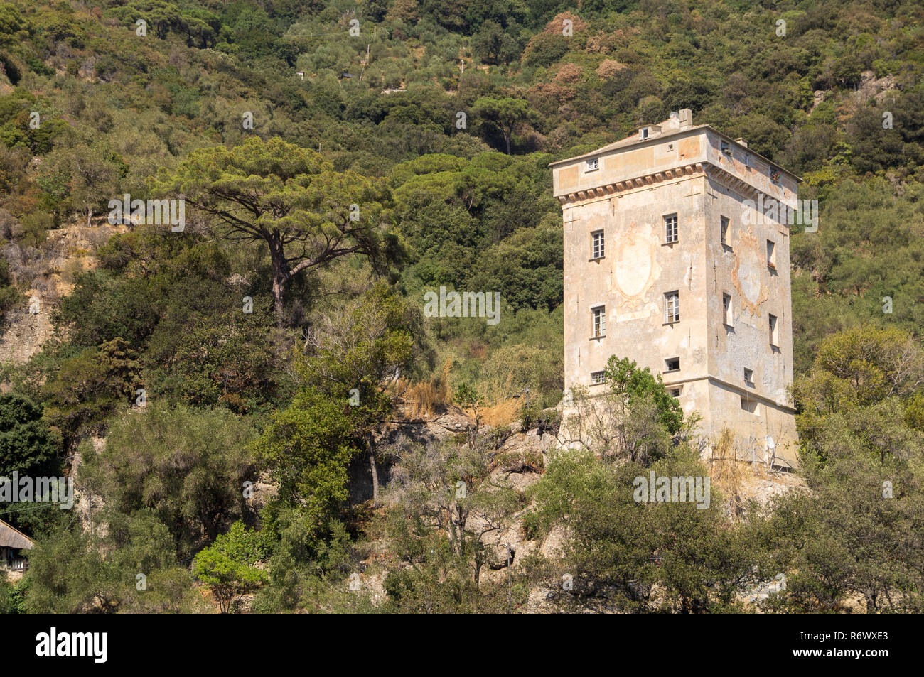 The Doria tower in San Fruttuoso Stock Photo