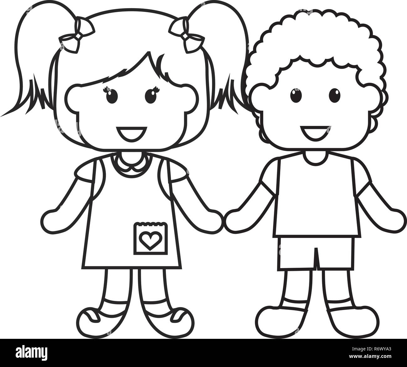 Cute Little Kids Couple Vector Illustration Design Stock Vector Image Art Alamy