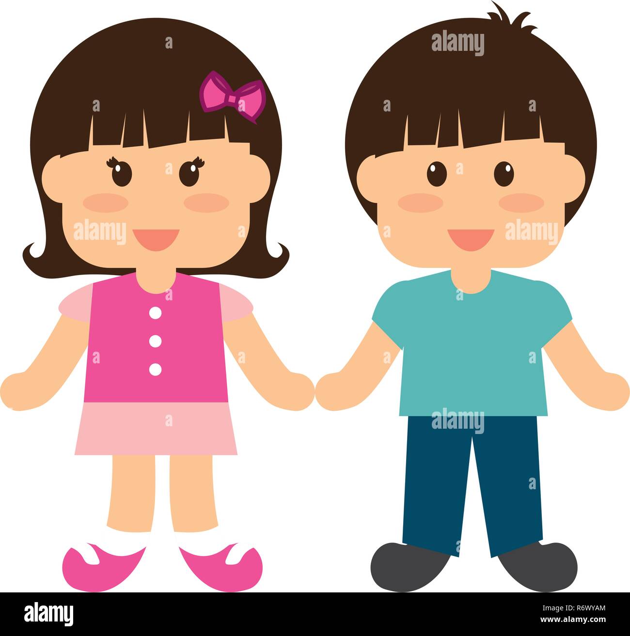 cute little kids couple vector illustration design Stock Vector Image ...