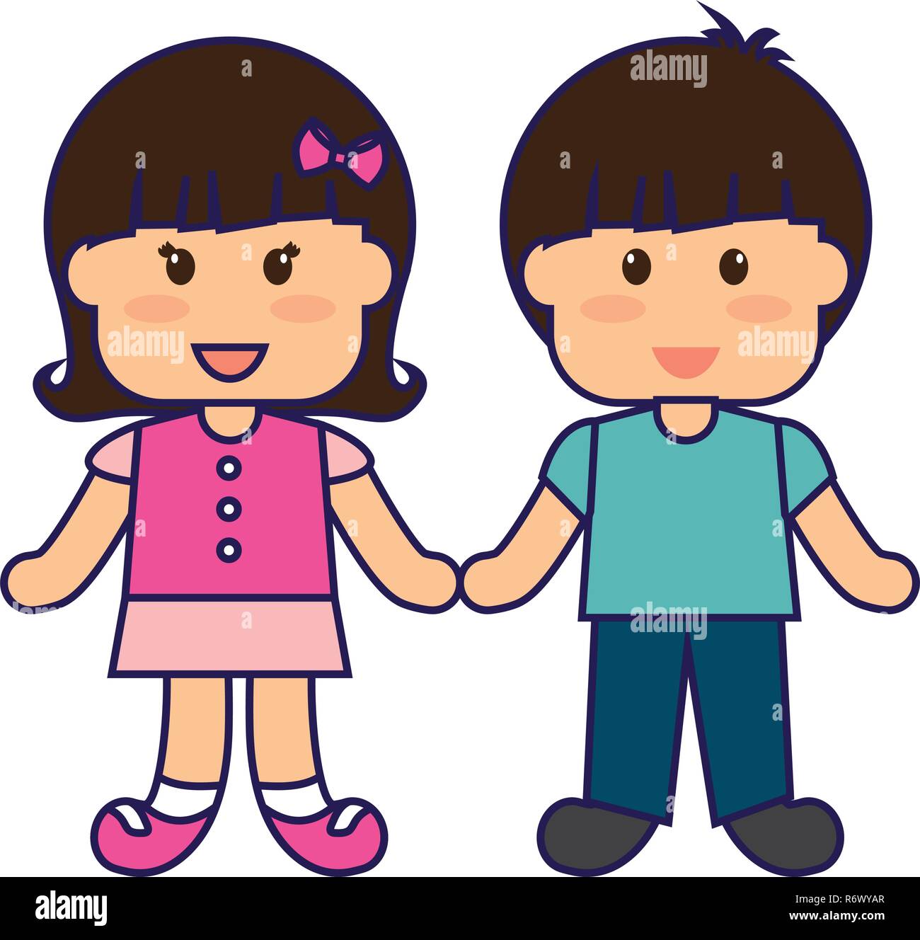 cute little kids couple vector illustration design Stock Vector Image ...