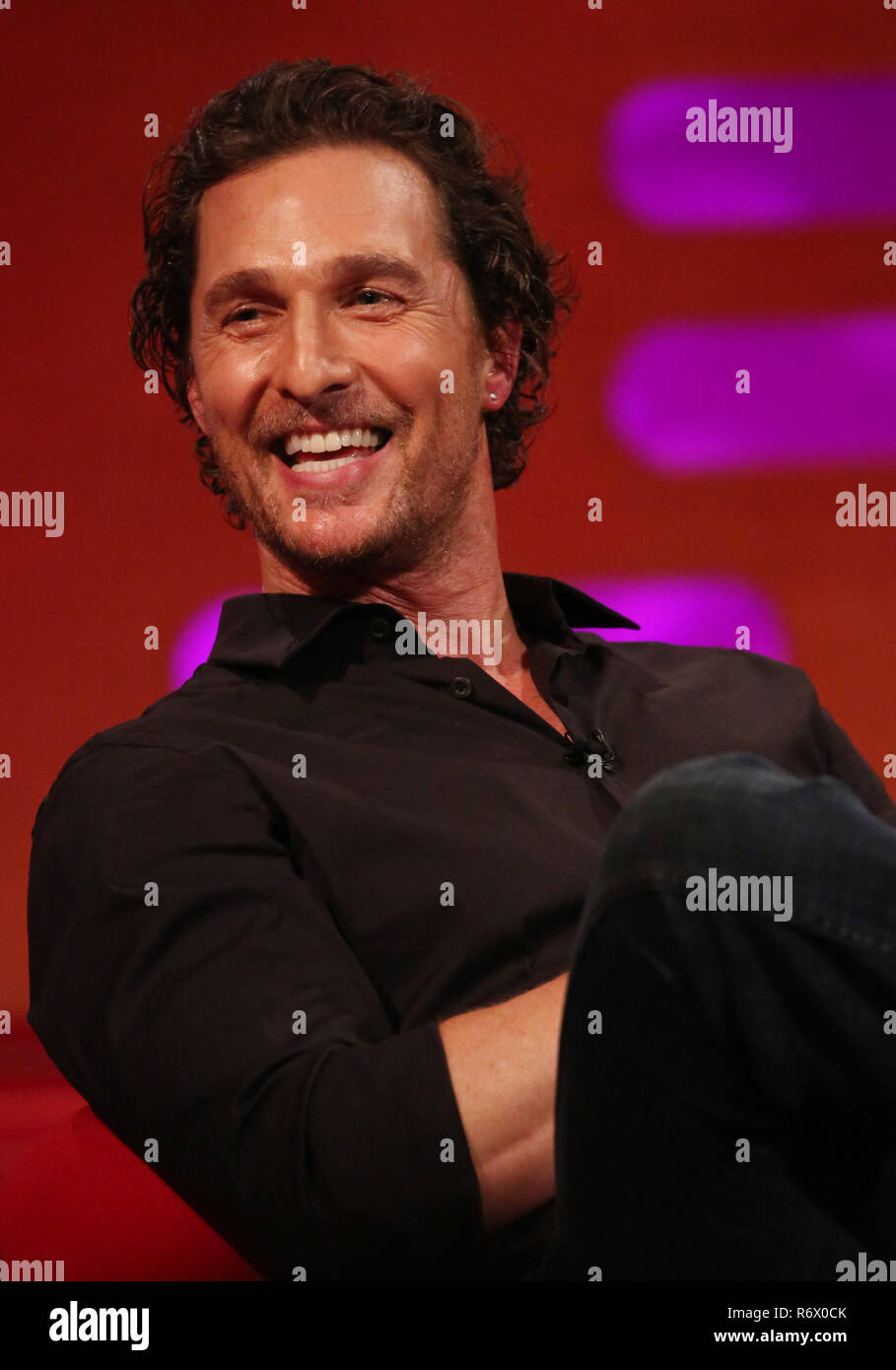 Matthew McConaughey during the filming for the Graham Norton Show at BBC Studioworks 6 Television Centre, Wood Lane, London, to be aired on BBC One on Friday evening. PRESS ASSOCIATION. Picture date: Thursday December 6, 2018. Photo credit should read: PA Images on behalf of So TV Stock Photo