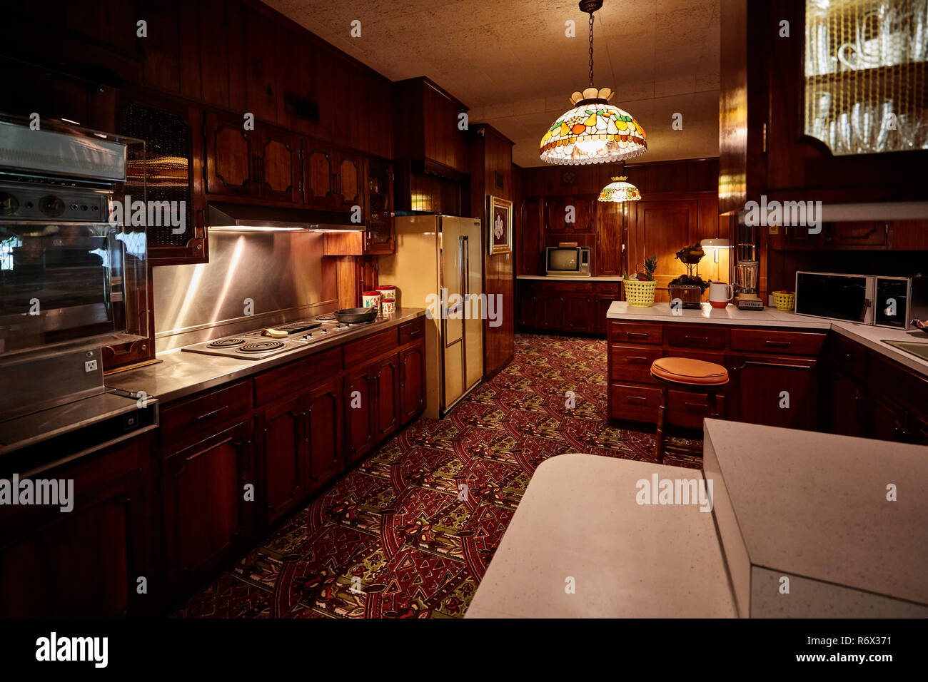 Kitchen of Elvis Presley's home at Graceland in Memphis, Tennessee Stock Photo