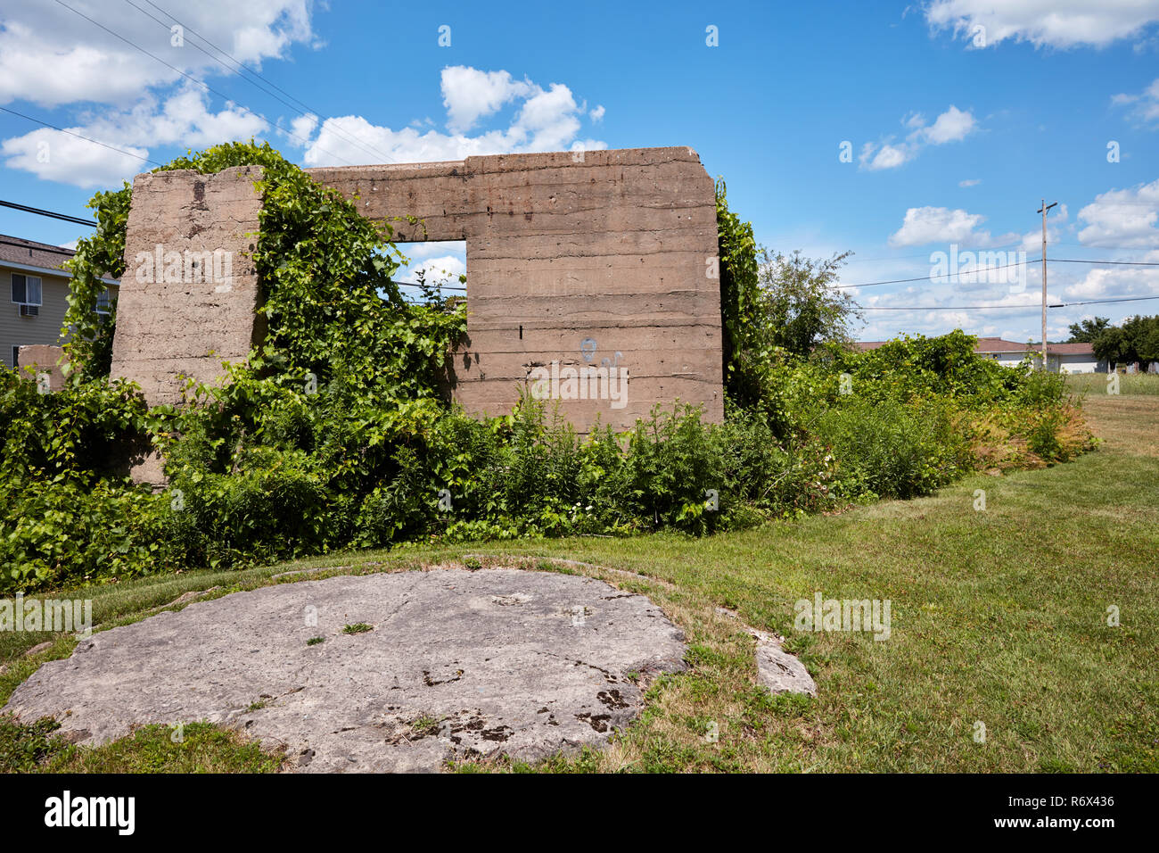 Ruins of the Ardis Furnace, an abandoned experimental blast furnace in Iron Mountain, Michigan. Designated a Michigan State Historic Site in 1971. Stock Photo