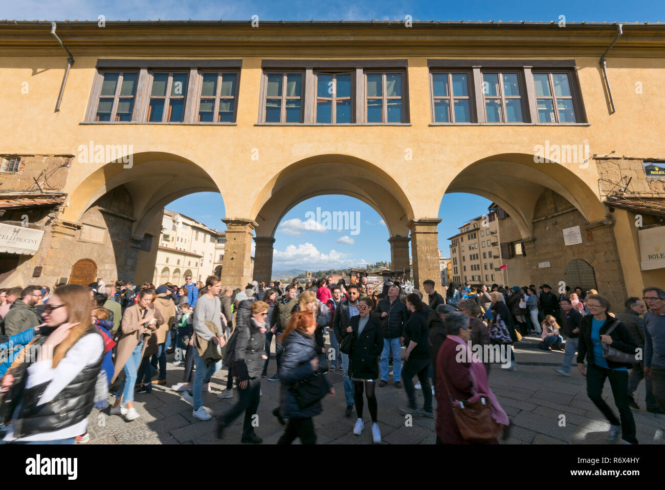 Horizontal View Of The Ponte Vecchio And The Vasari Corridor In ...